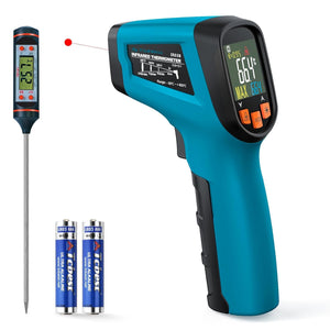 Tilswall Thermomètre Infrarouge Laser Numérique Sans Contact (Thermomètre à Viande Inclus)