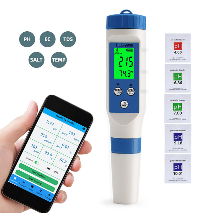 PH mètre électronique 5 en 1 avec TDS EC salinité température pH Testeur