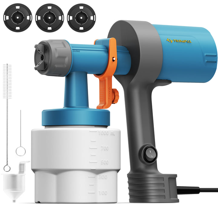Tilswall Shark600 Pistolet à Peinture Électrique Ultra-Léger avec 3 Buses